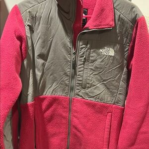 North Face Pink and Gray Fleece Jacket